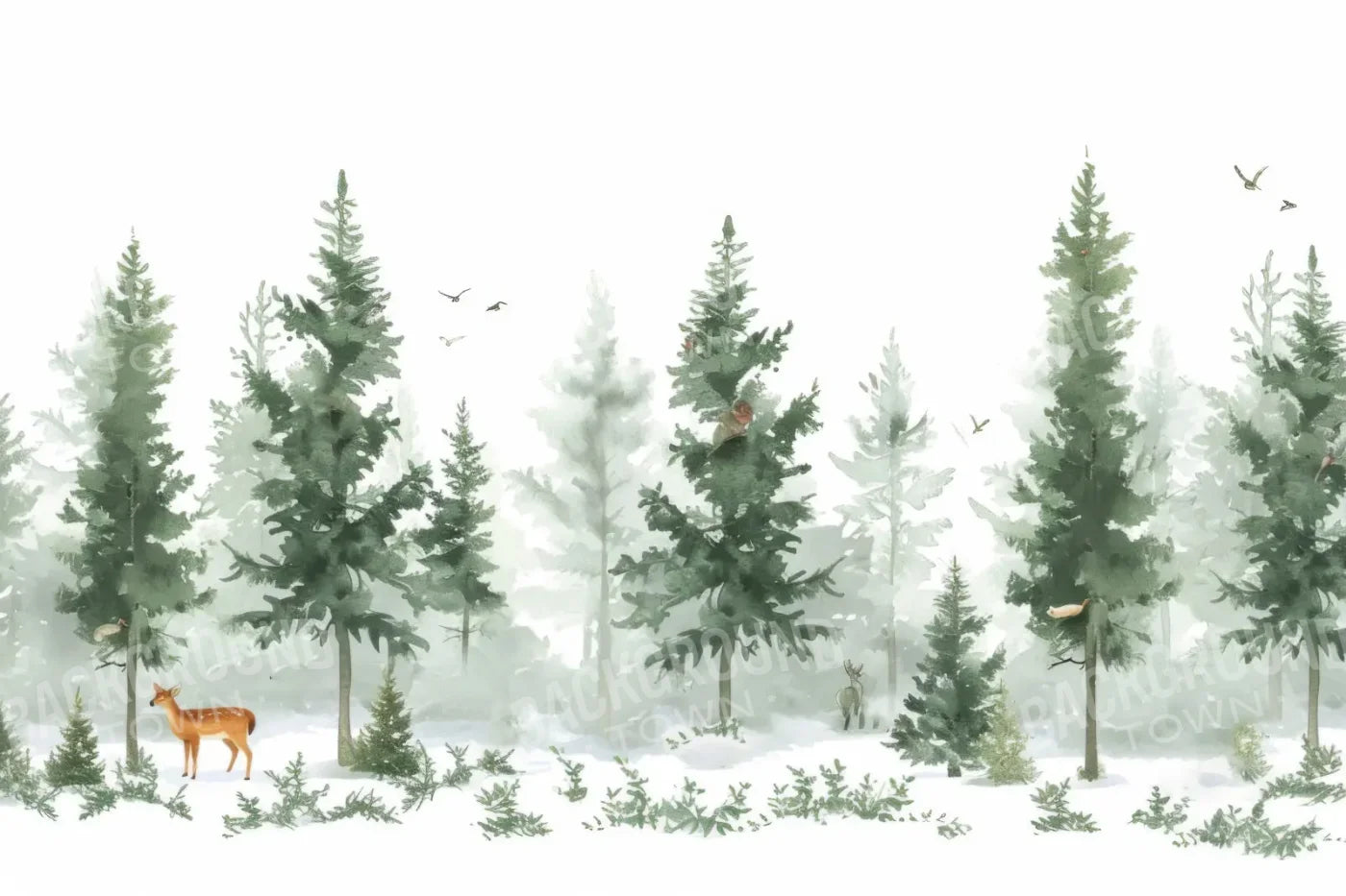 Watercolor Winter Forest 12’x8’ UltraCloth (144 x 96 inch) Backdrop
