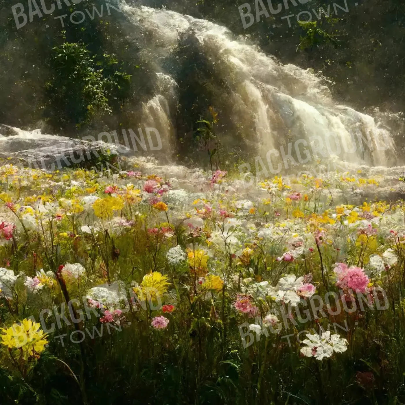 Waterfall Meadow 8X8 Fleece ( 96 X Inch ) Backdrop