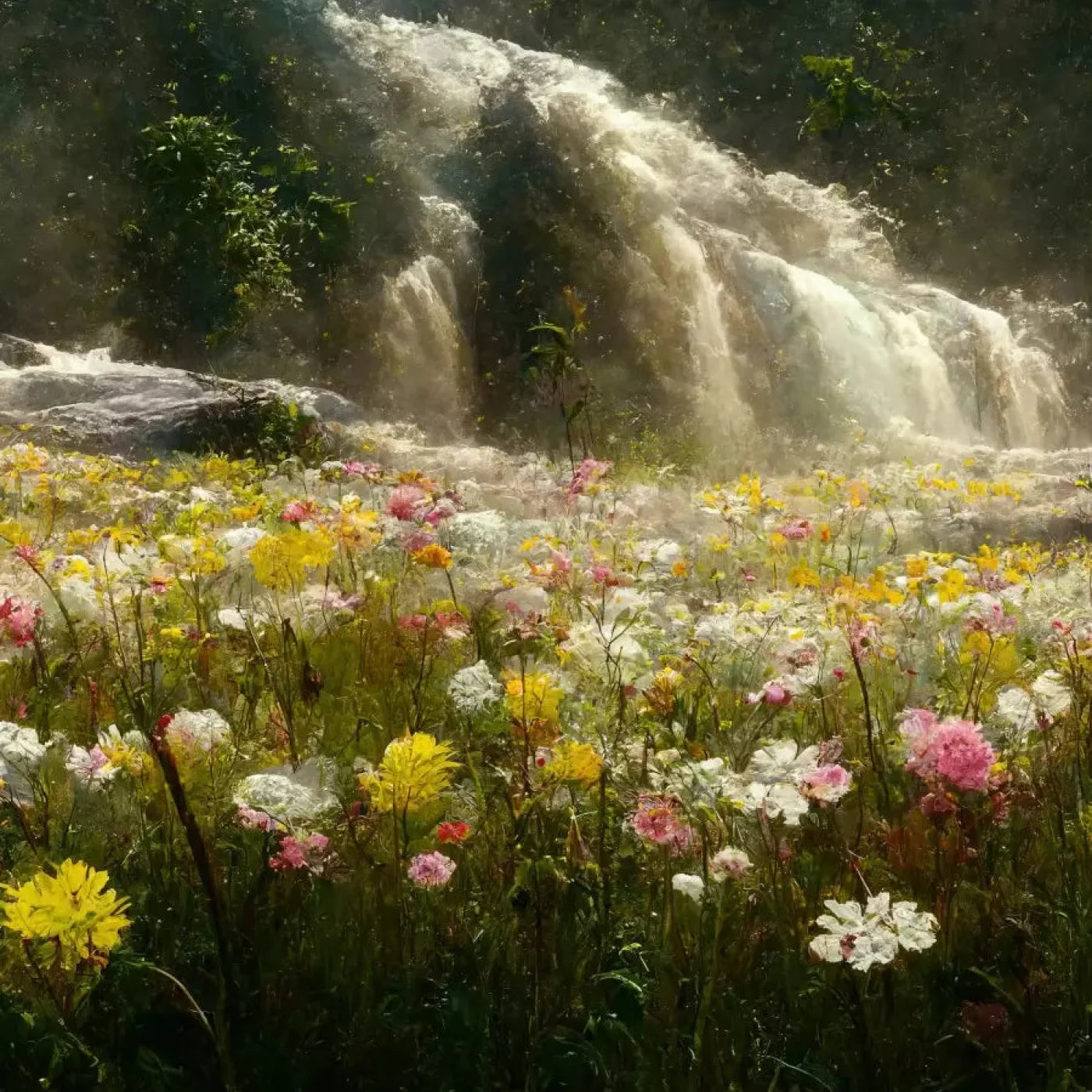 Waterfall Meadow 8X8 Fleece ( 96 X Inch ) Backdrop