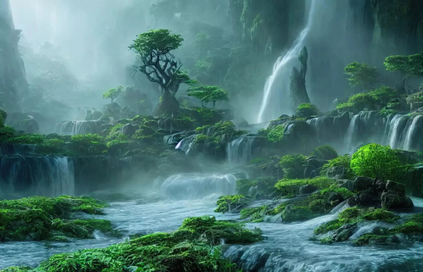 Waterfall Mist 12X8 Ultracloth ( 144 X 96 Inch ) Backdrop