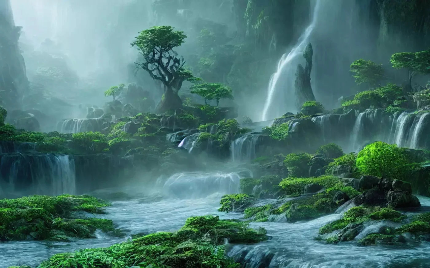 Waterfall Mist 14X9 Ultracloth ( 168 X 108 Inch ) Backdrop