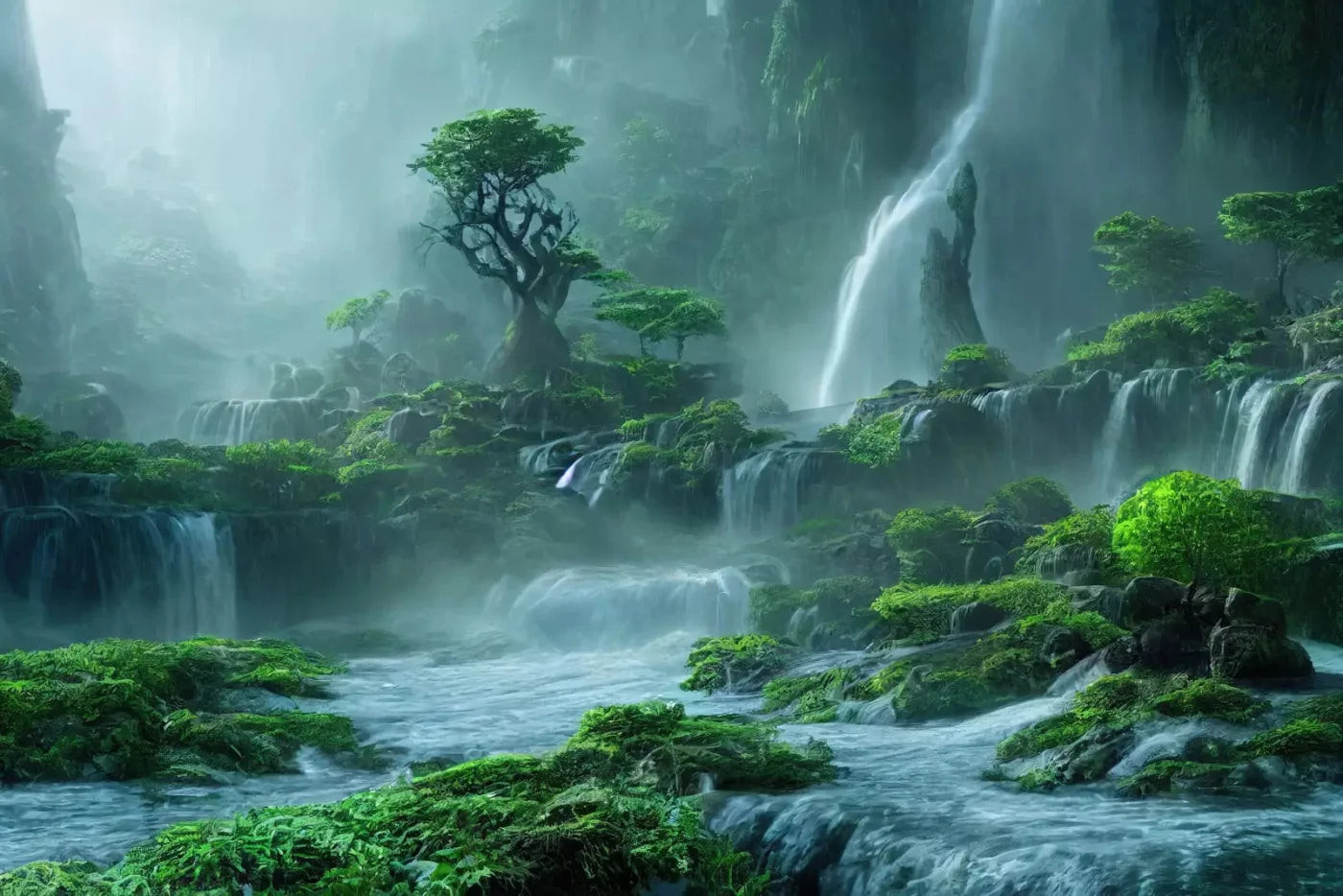 Waterfall Mist 8X5 Ultracloth ( 96 X 60 Inch ) Backdrop