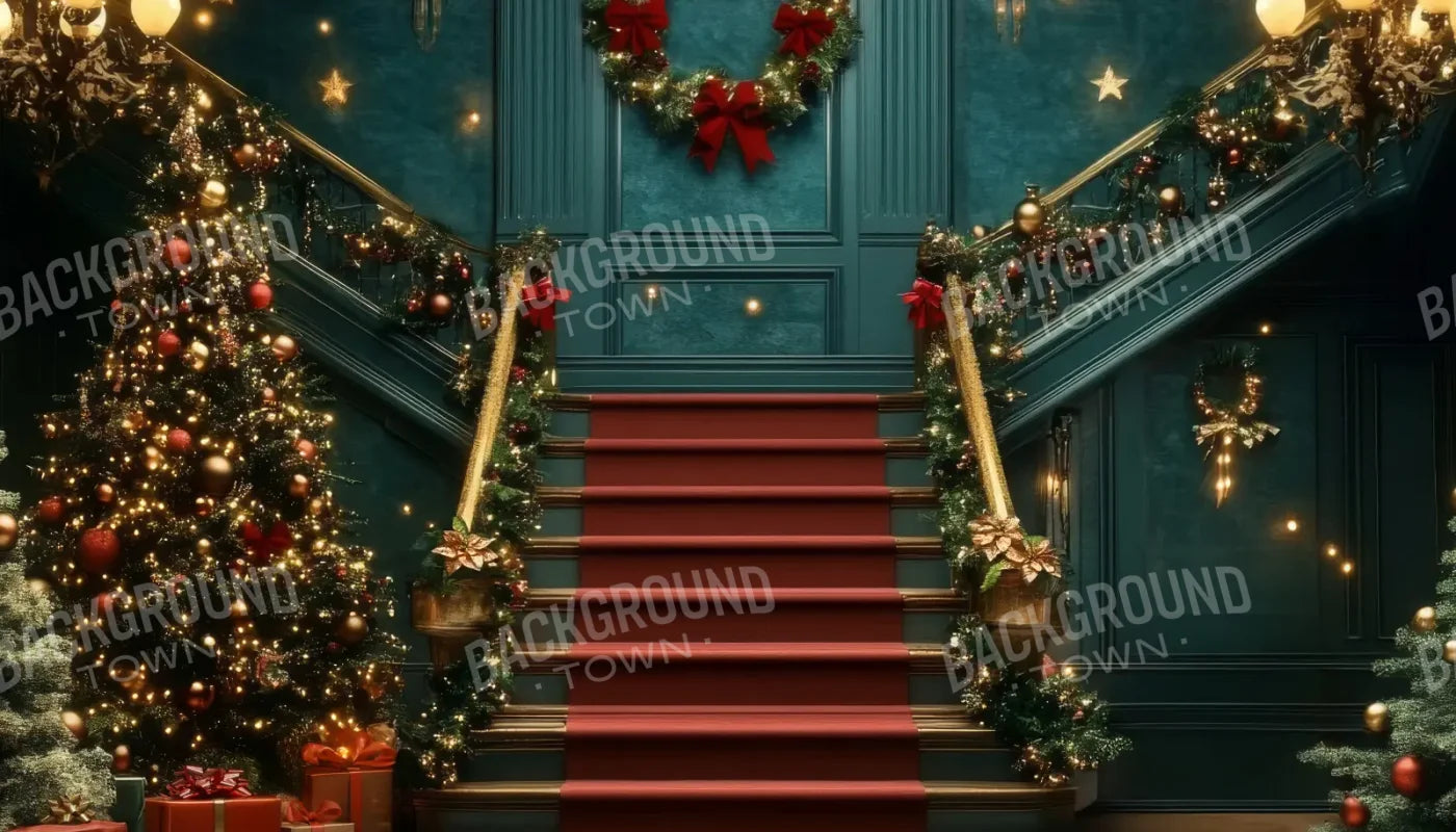 Whimsical Christmas Grand Staircase 14’x8’ UltraCloth (168 x 96 inch) Backdrop