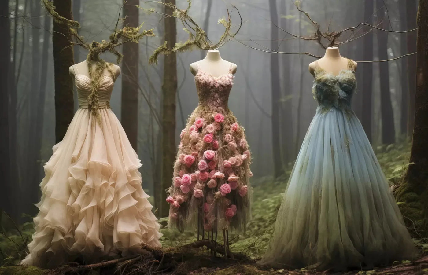 Whimsical Princess Gowns In Forest 12X8 Ultracloth ( 144 X 96 Inch ) Backdrop