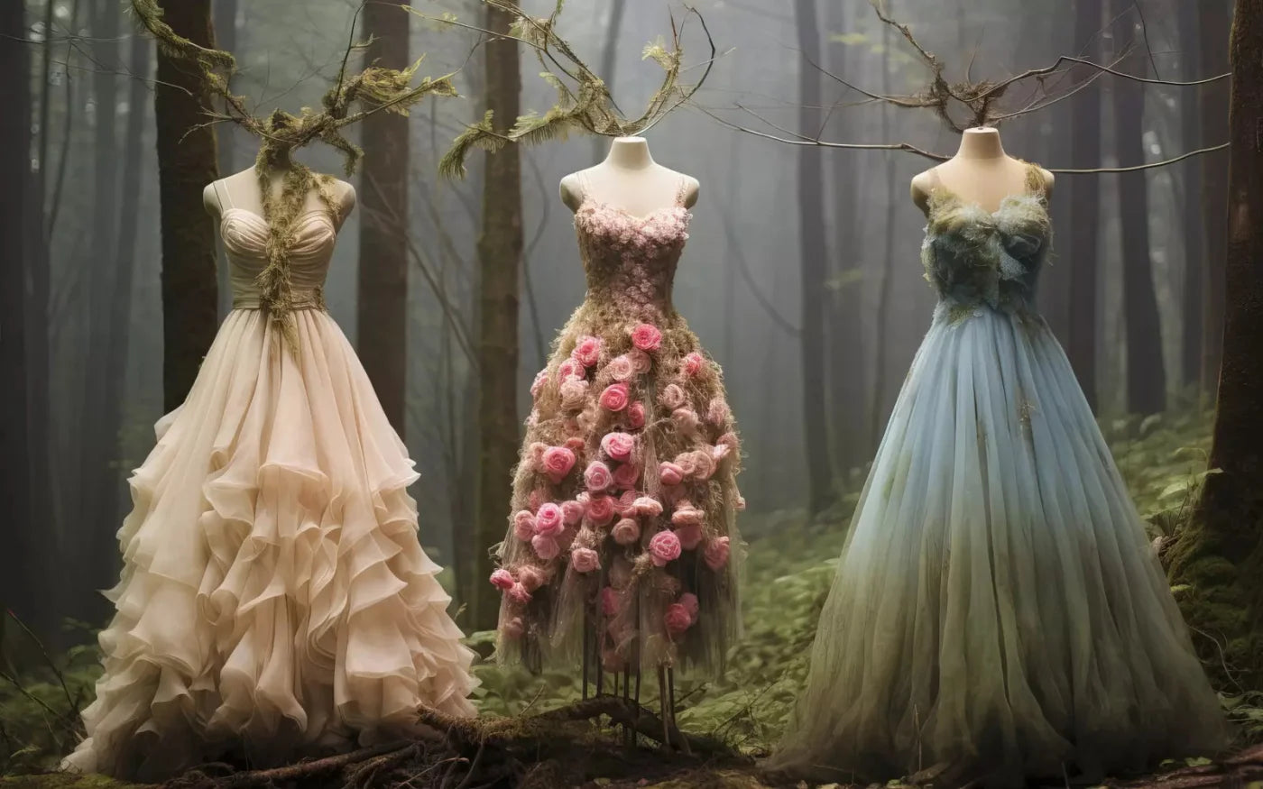 Whimsical Princess Gowns In Forest 14X9 Ultracloth ( 168 X 108 Inch ) Backdrop