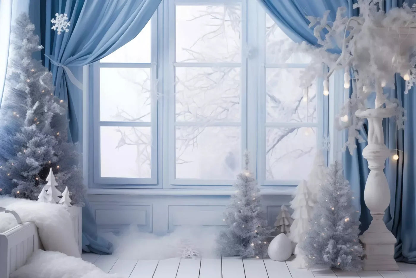 White And Blue Window 2 12X8 Ultracloth ( 144 X 96 Inch ) Backdrop