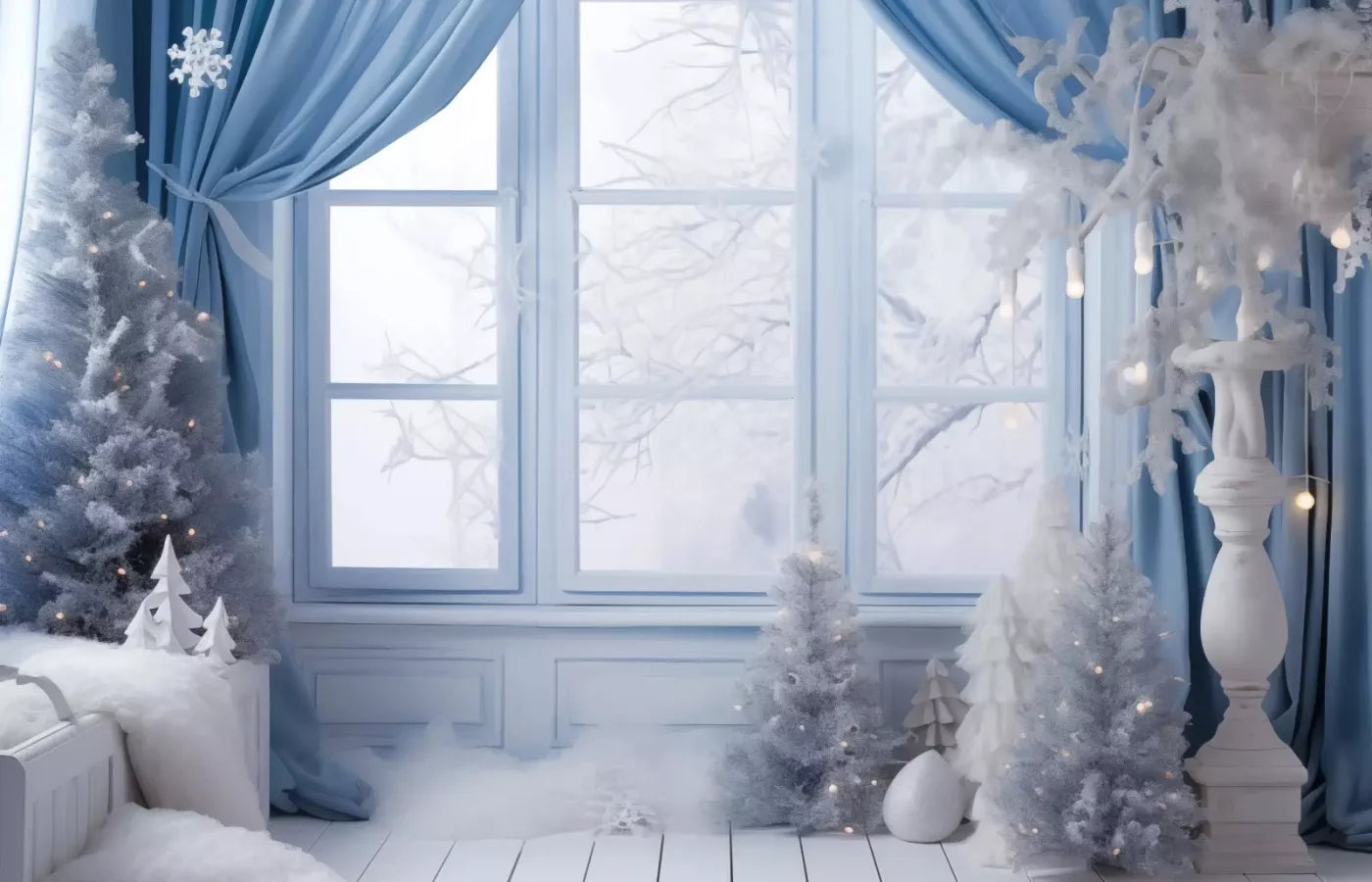 White And Blue Window 2 14X9 Ultracloth ( 168 X 108 Inch ) Backdrop