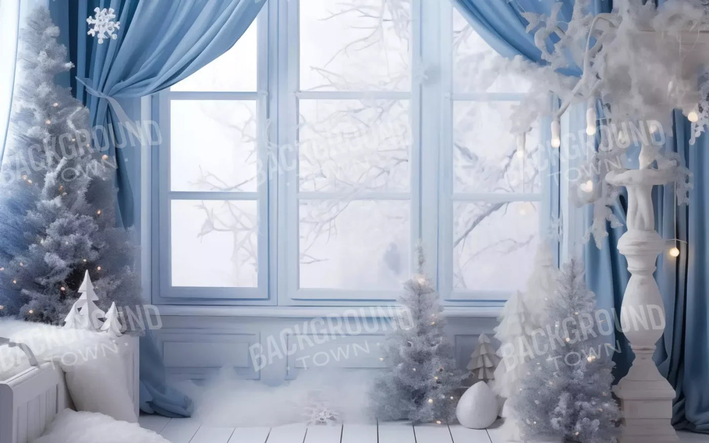 White And Blue Window 2 8X5 Ultracloth ( 96 X 60 Inch ) Backdrop