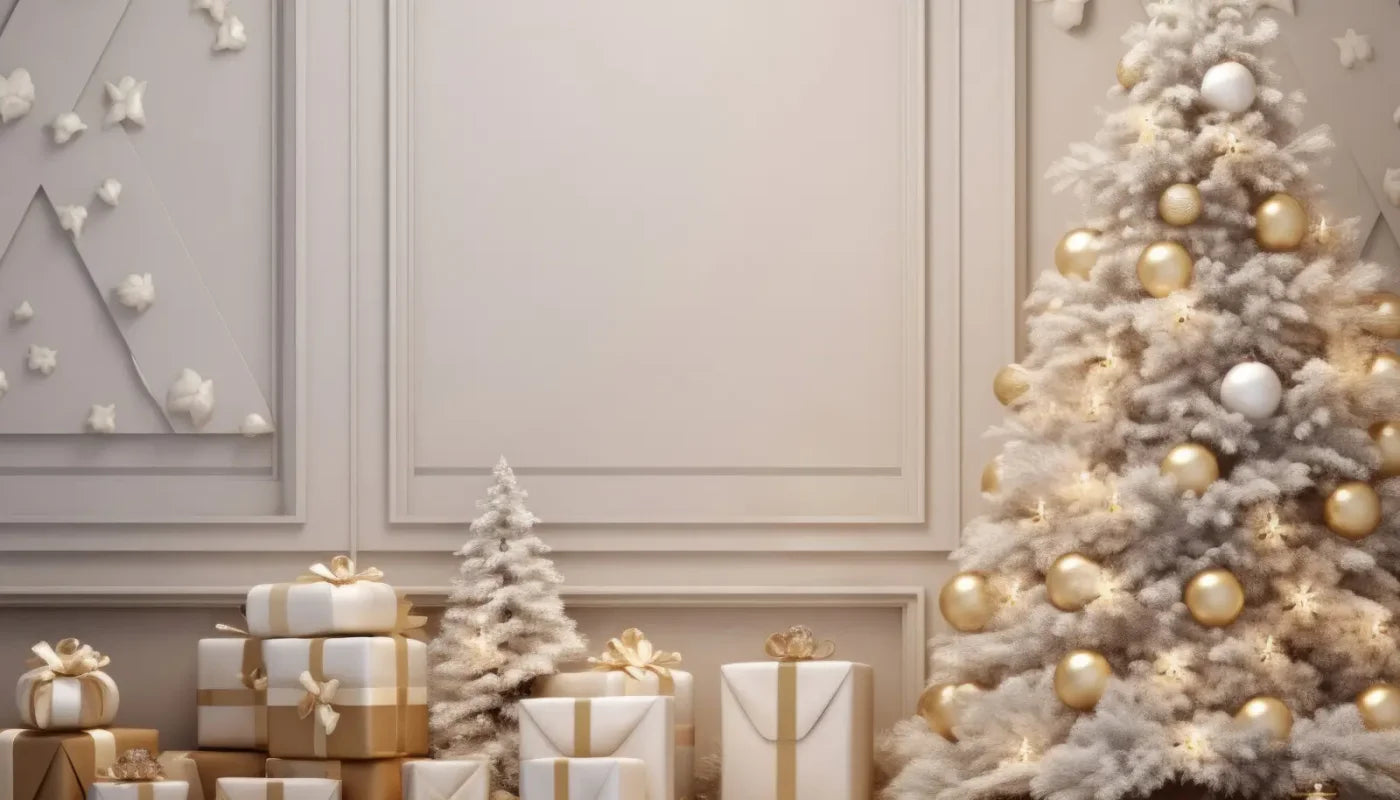 White and Gold Christmas Backdrop
