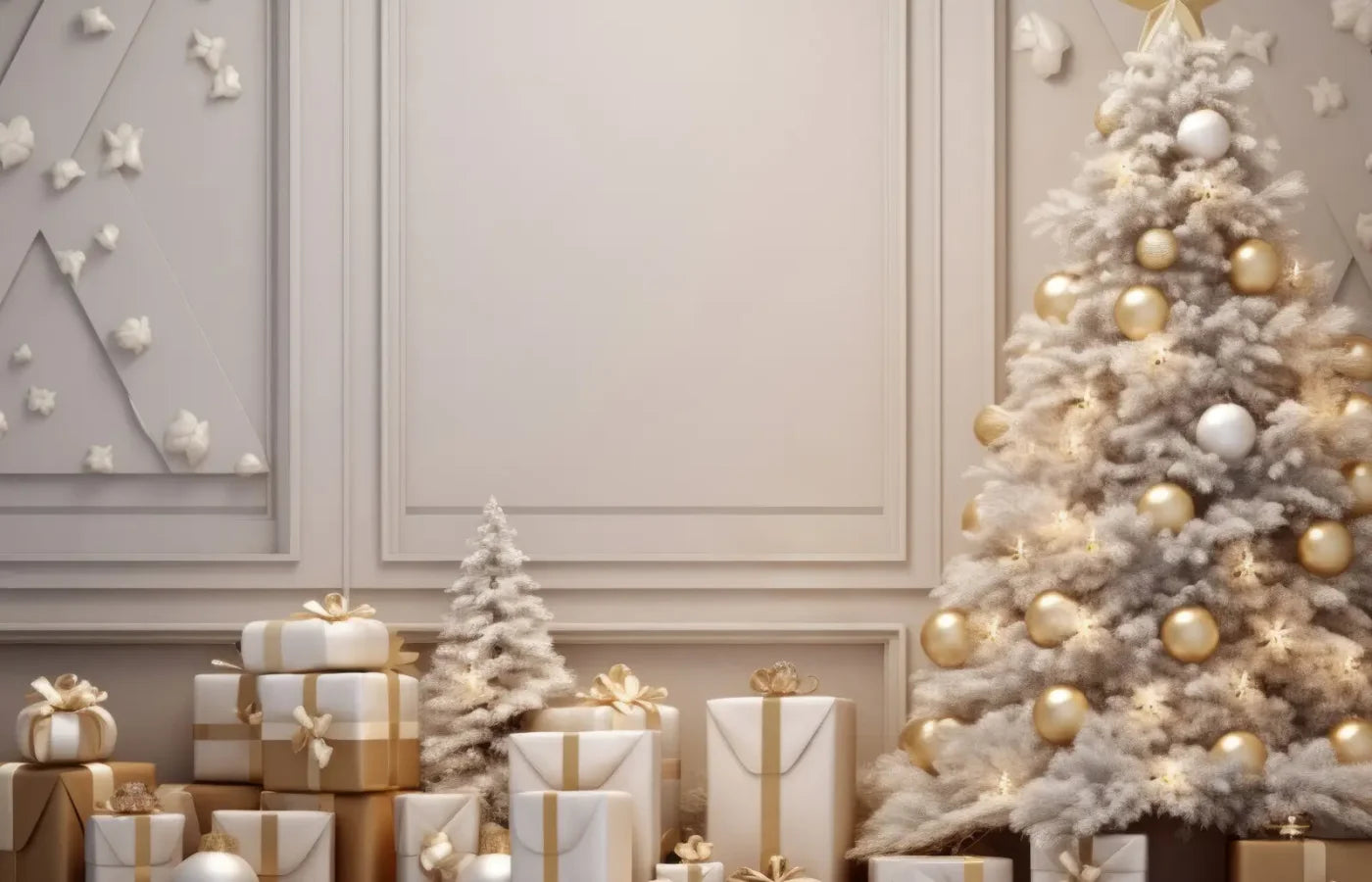 White and Gold Christmas Backdrop