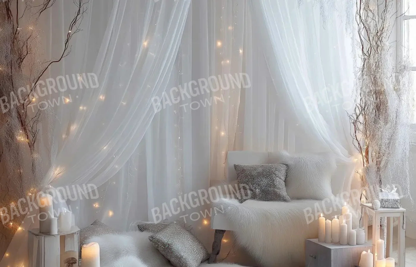 White Candle Boho 14’x9’ UltraCloth (168 x 108 inch) Backdrop