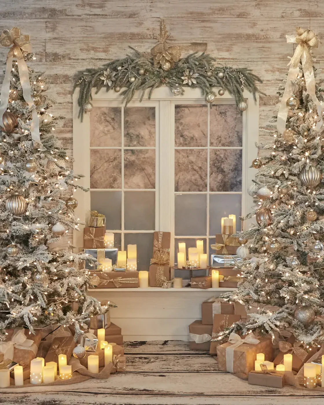 White Christmas 8’x10’ Fleece (96 x 120 inch) Backdrop