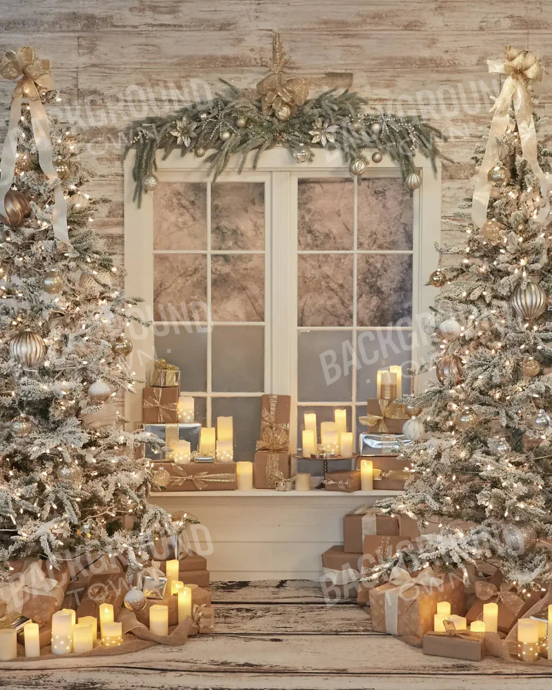 White Christmas 8’x10’ Fleece (96 x 120 inch) Backdrop