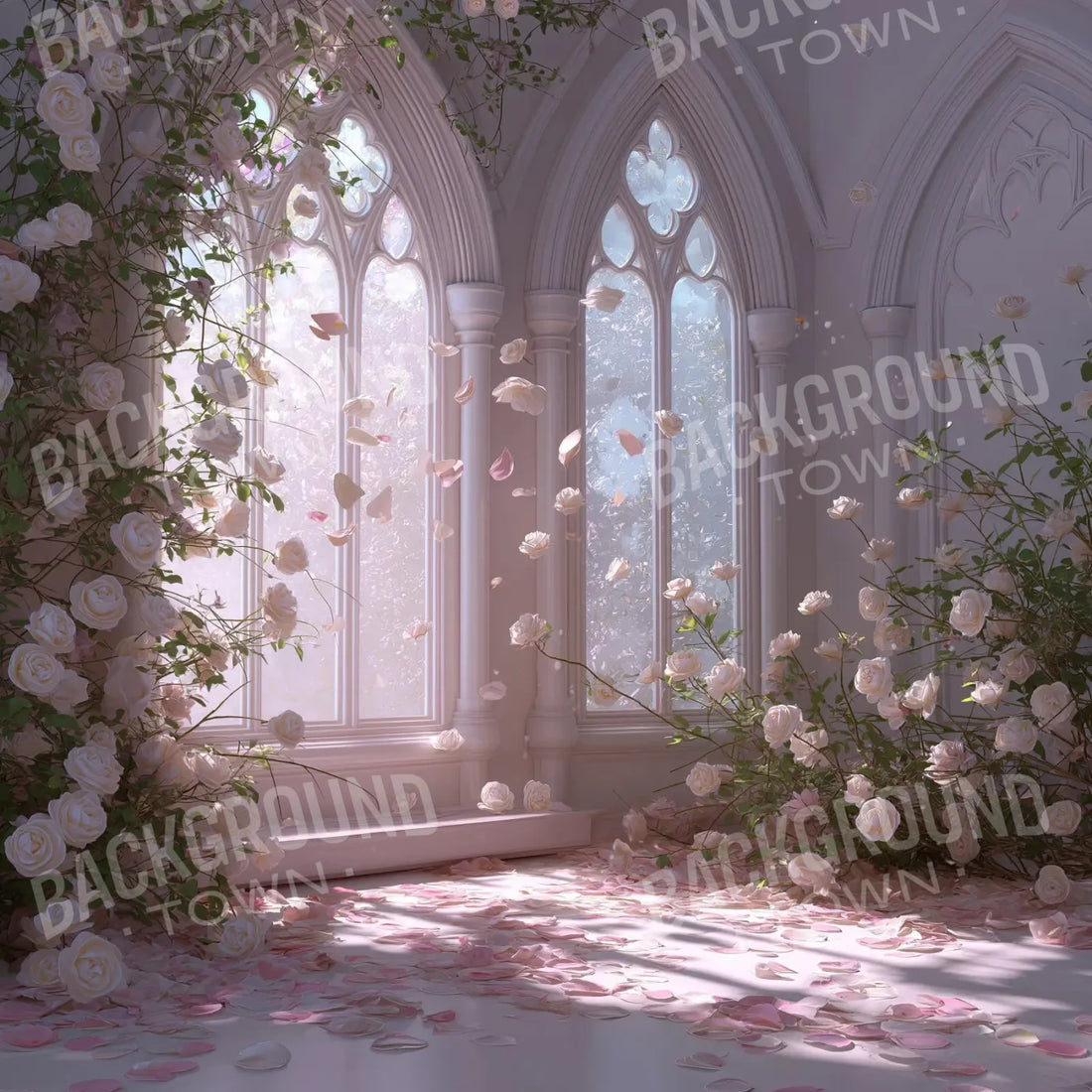 White Church Window 10’x10’ UltraCloth (120 x 120 inch) Backdrop