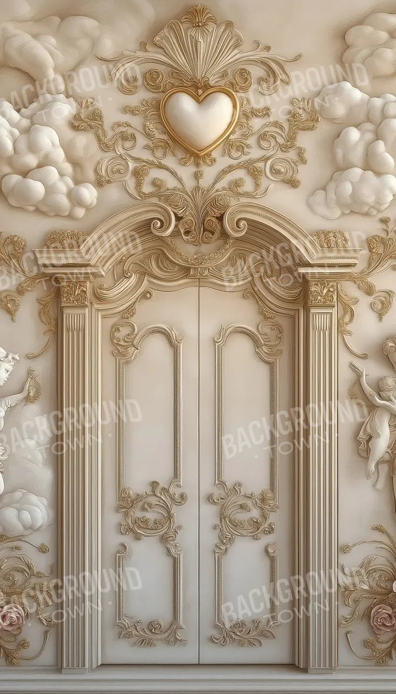 White Door With Angels2 8’x14’ UltraCloth (96 x 168 inch) Backdrop