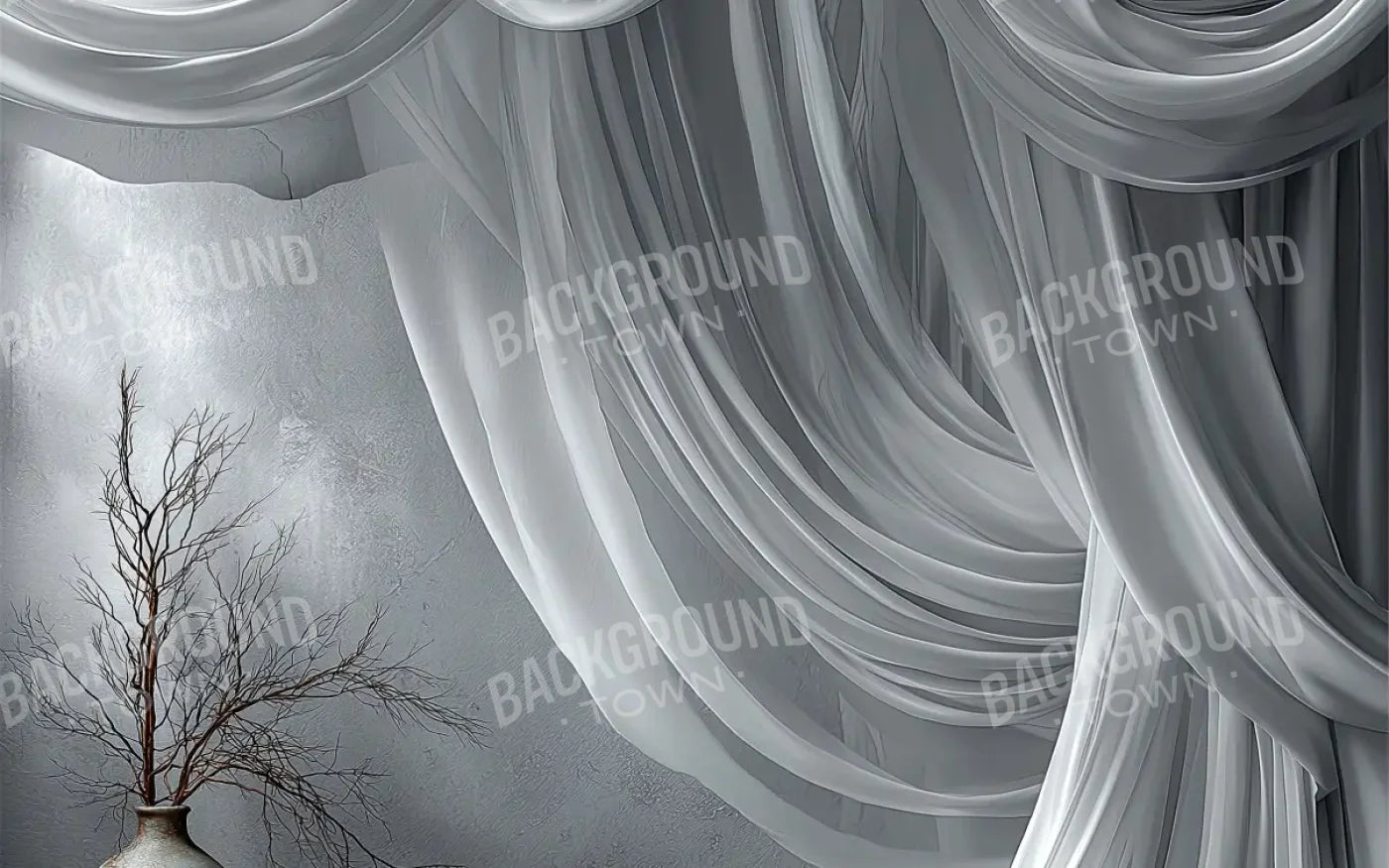 White Elegant Drapes 8’x5’ UltraCloth (96 x 60 inch) Backdrop