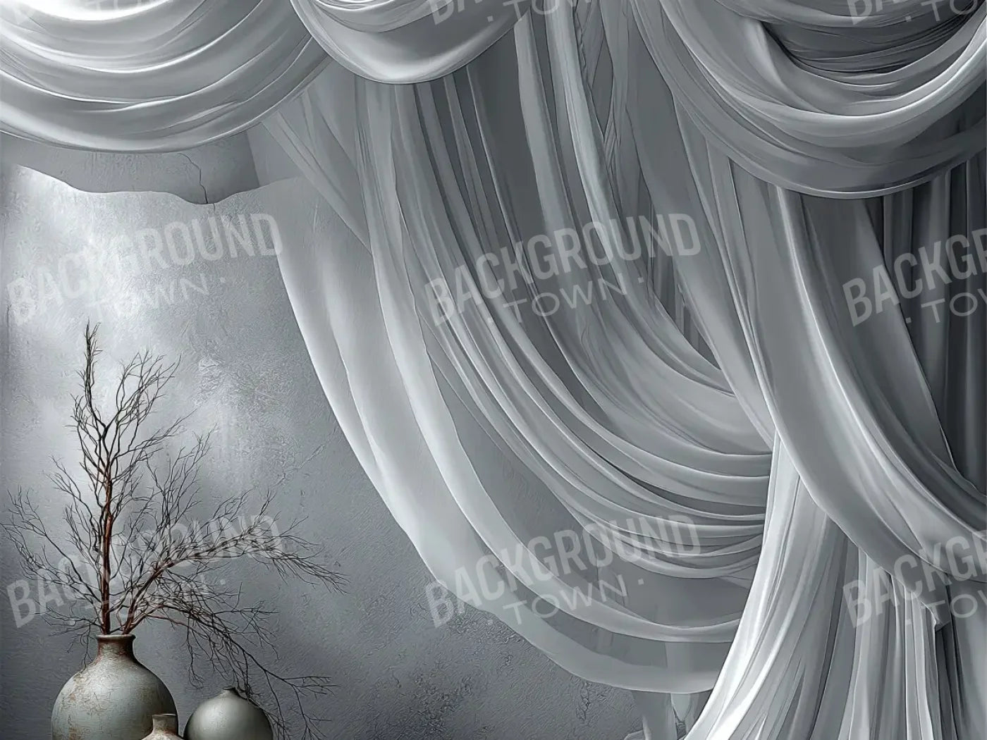 White Elegant Drapes 8’x6’ Fleece (96 x 72 inch) Backdrop