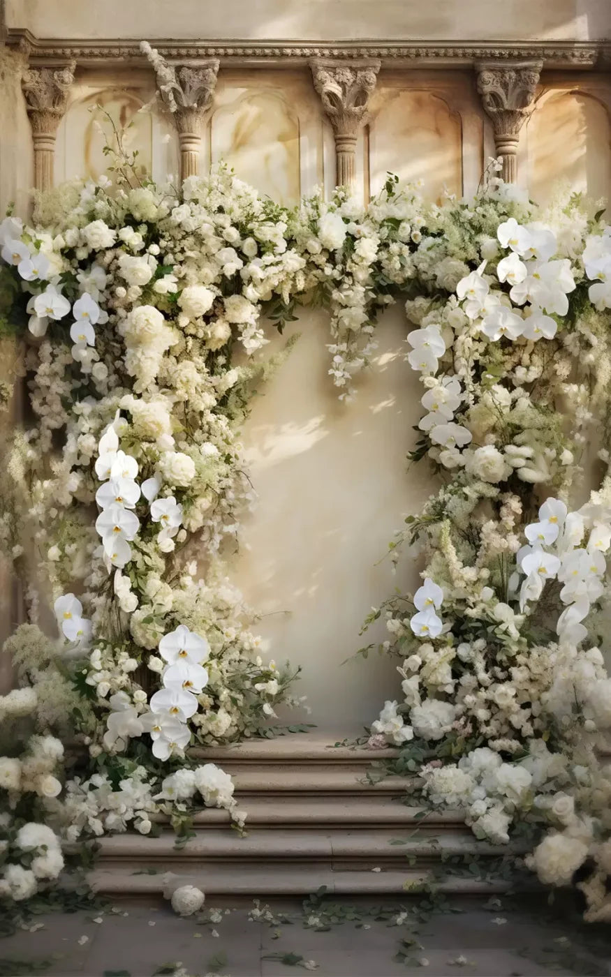 White Floral Arch 5X8 Ultracloth ( 60 X 96 Inch ) Backdrop
