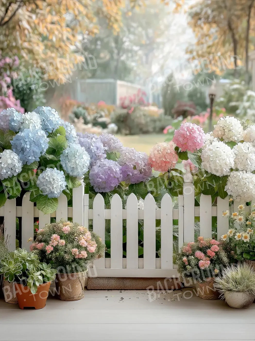 White Flower Fence 6’x8’ Fleece (72 x 96 inch) Backdrop