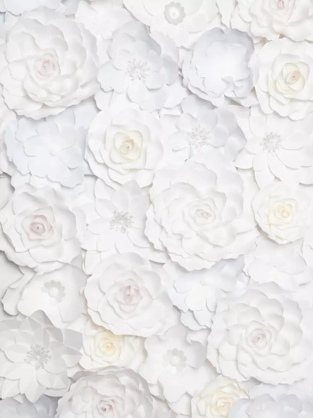 White Flowers 8X10 Fleece ( 96 X 120 Inch ) Backdrop