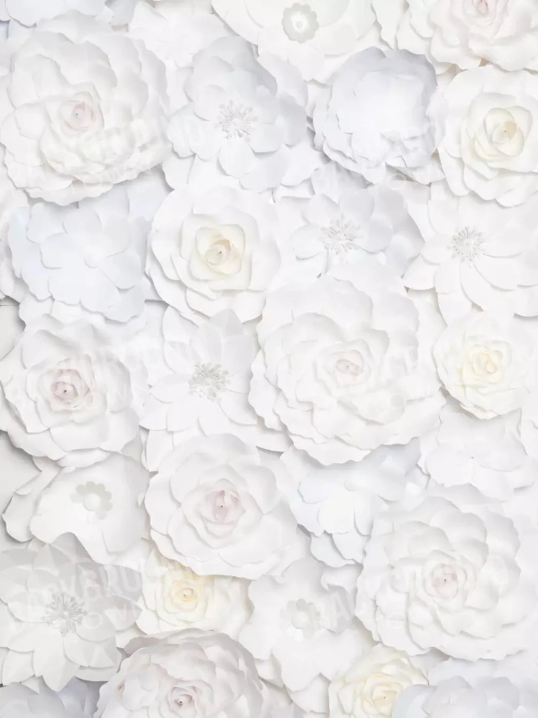 White Flowers 8X10 Fleece ( 96 X 120 Inch ) Backdrop