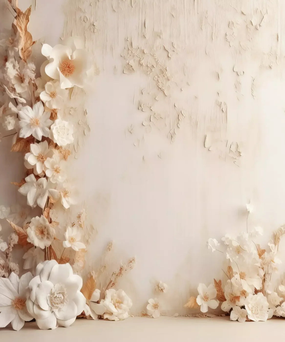 White Framing Flowers 10’X12’ Ultracloth (120 X 144 Inch) Backdrop