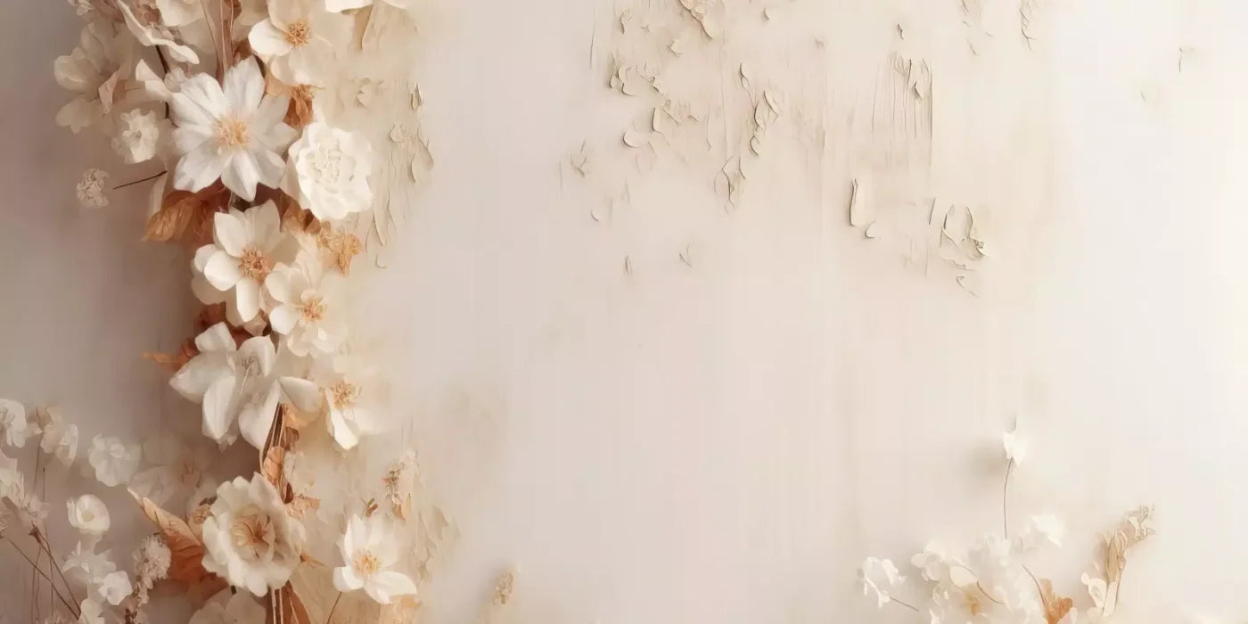 White Framing Flowers 16’X8’ Ultracloth (192 X 96 Inch) Backdrop