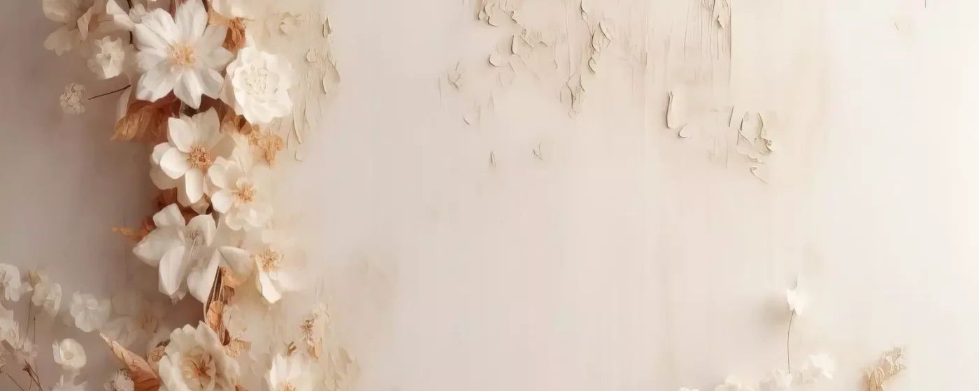 White Framing Flowers 20’X8’ Ultracloth (240 X 96 Inch) Backdrop