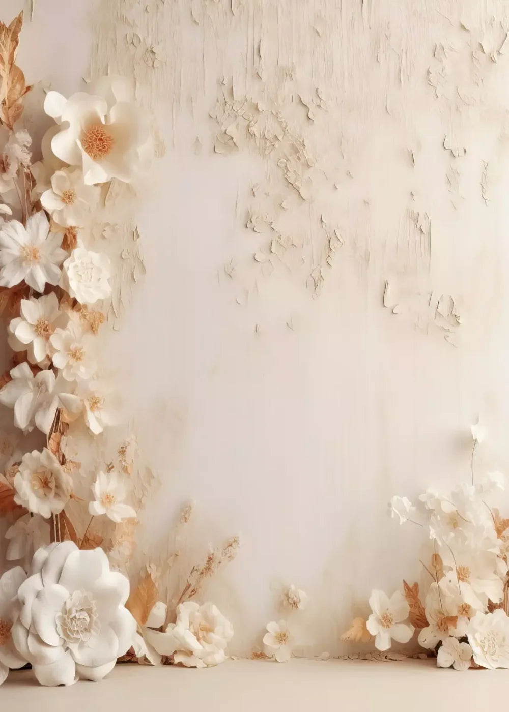 White Framing Flowers 5’X7’ Ultracloth (60 X 84 Inch) Backdrop