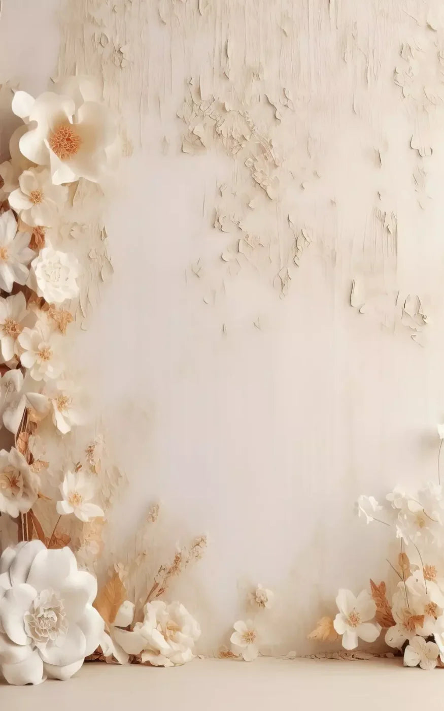 White Framing Flowers 5’X8’ Ultracloth (60 X 96 Inch) Backdrop