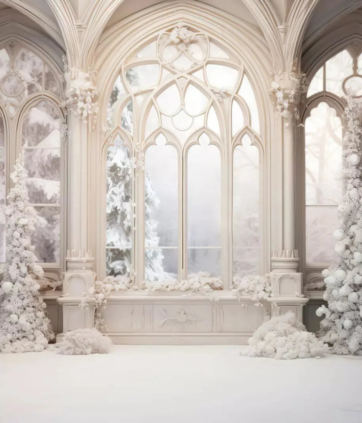 White Holiday Hall 10X12 Ultracloth ( 120 X 144 Inch ) Backdrop