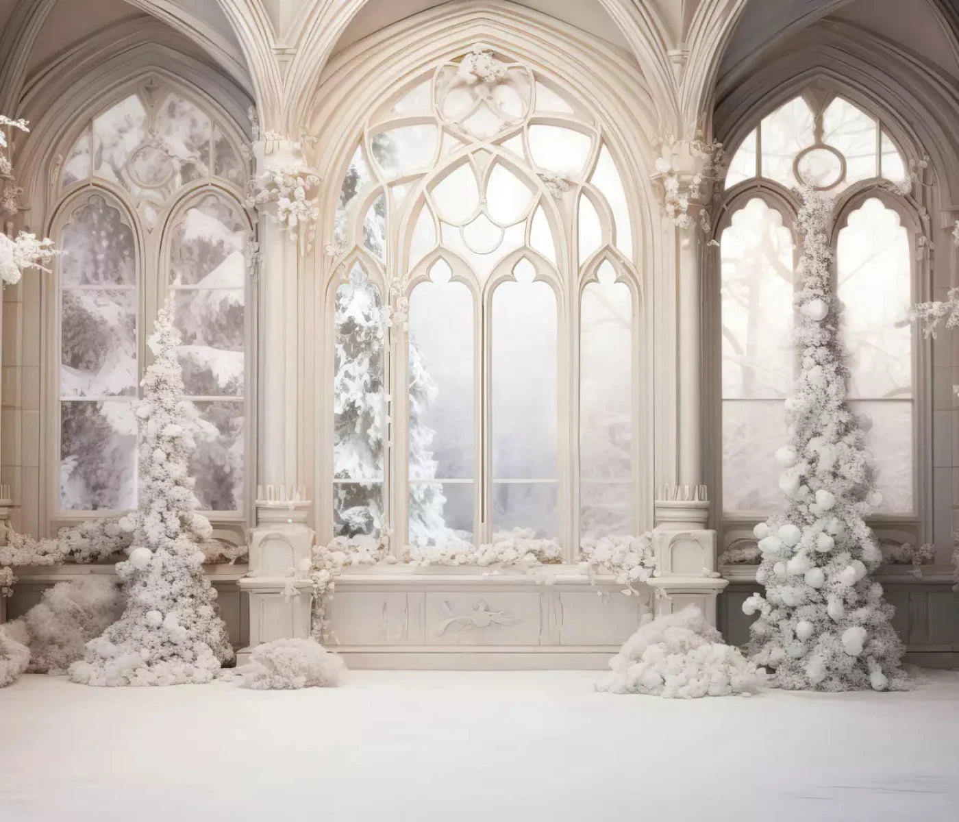 White Holiday Hall 12X10 Ultracloth ( 144 X 120 Inch ) Backdrop