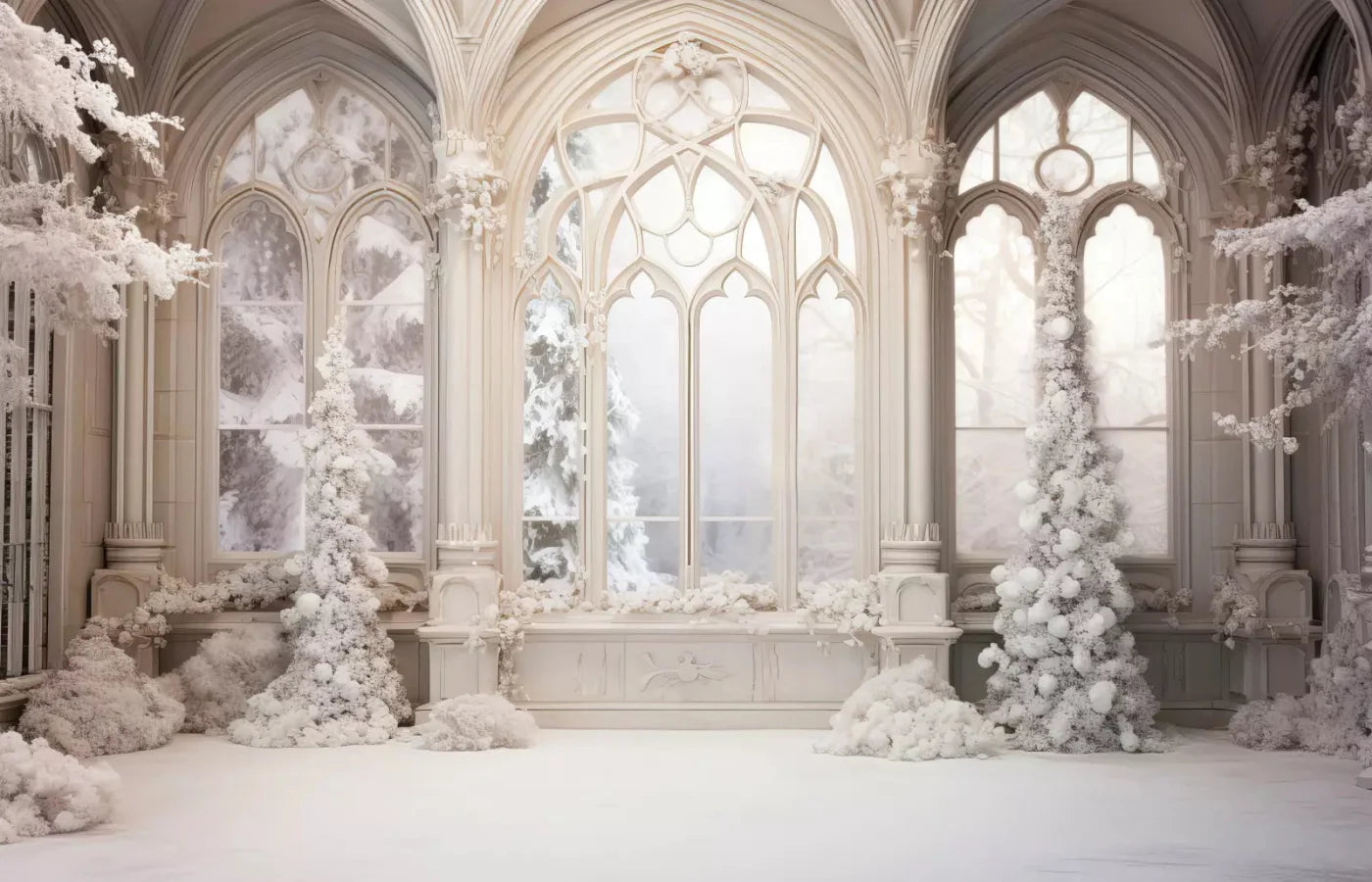 White Holiday Hall 12X8 Ultracloth ( 144 X 96 Inch ) Backdrop