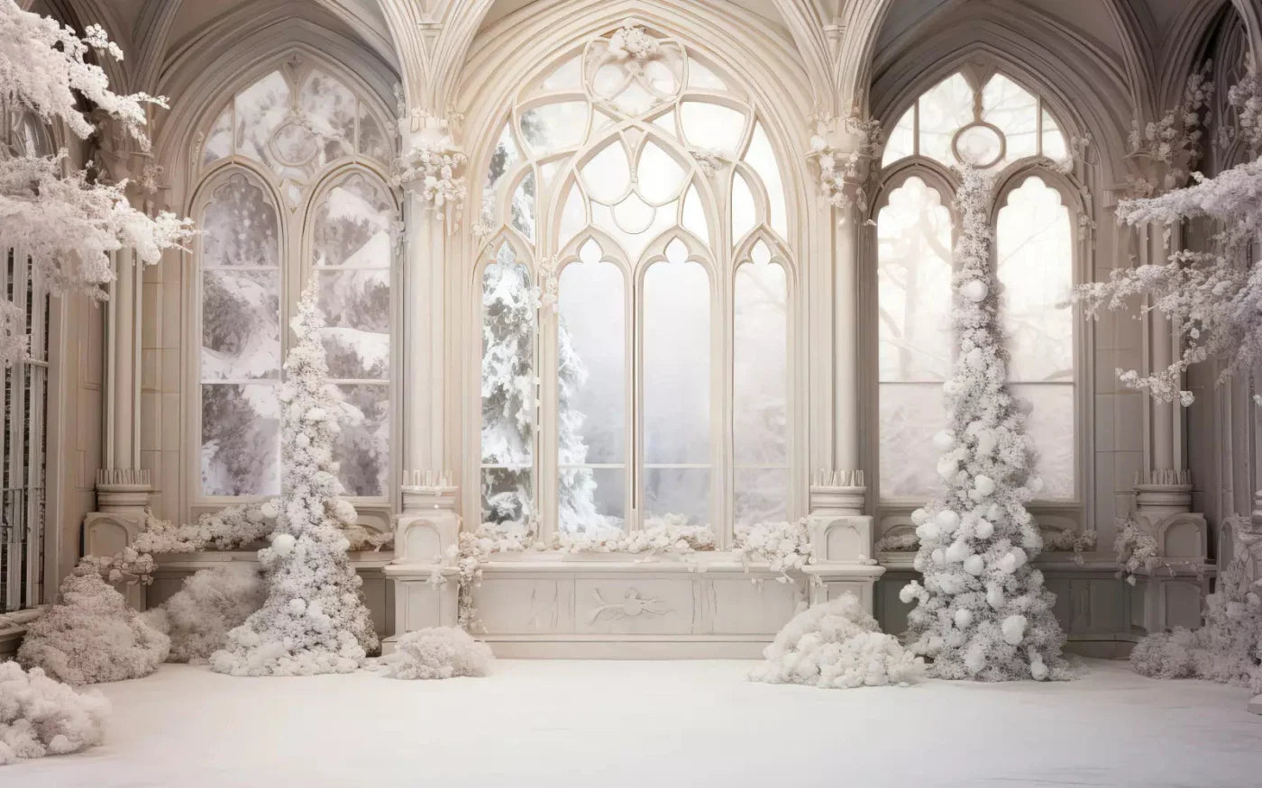 White Holiday Hall 14X9 Ultracloth ( 168 X 108 Inch ) Backdrop