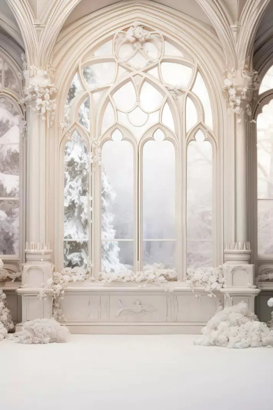 White Holiday Hall 5X8 Ultracloth ( 60 X 96 Inch ) Backdrop