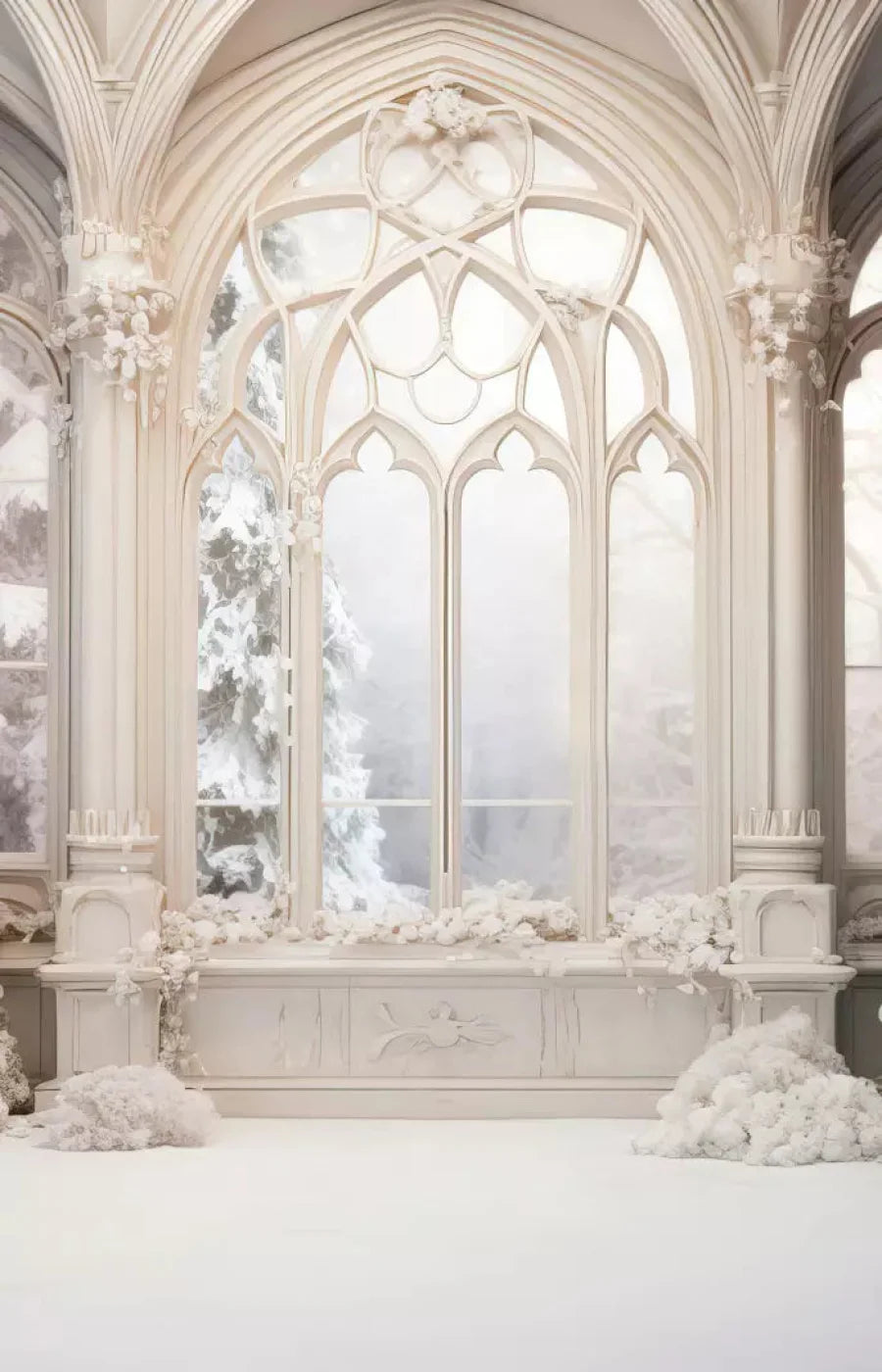 White Holiday Hall 8X12 Ultracloth ( 96 X 144 Inch ) Backdrop