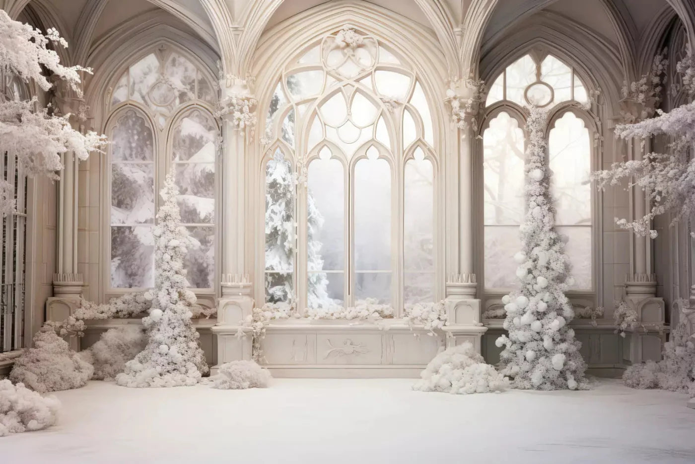 White Holiday Hall 8X5 Ultracloth ( 96 X 60 Inch ) Backdrop