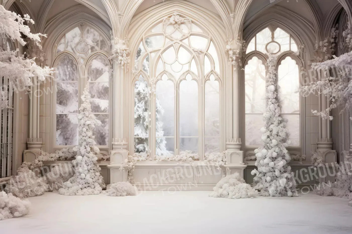 White Holiday Hall 8X5 Ultracloth ( 96 X 60 Inch ) Backdrop