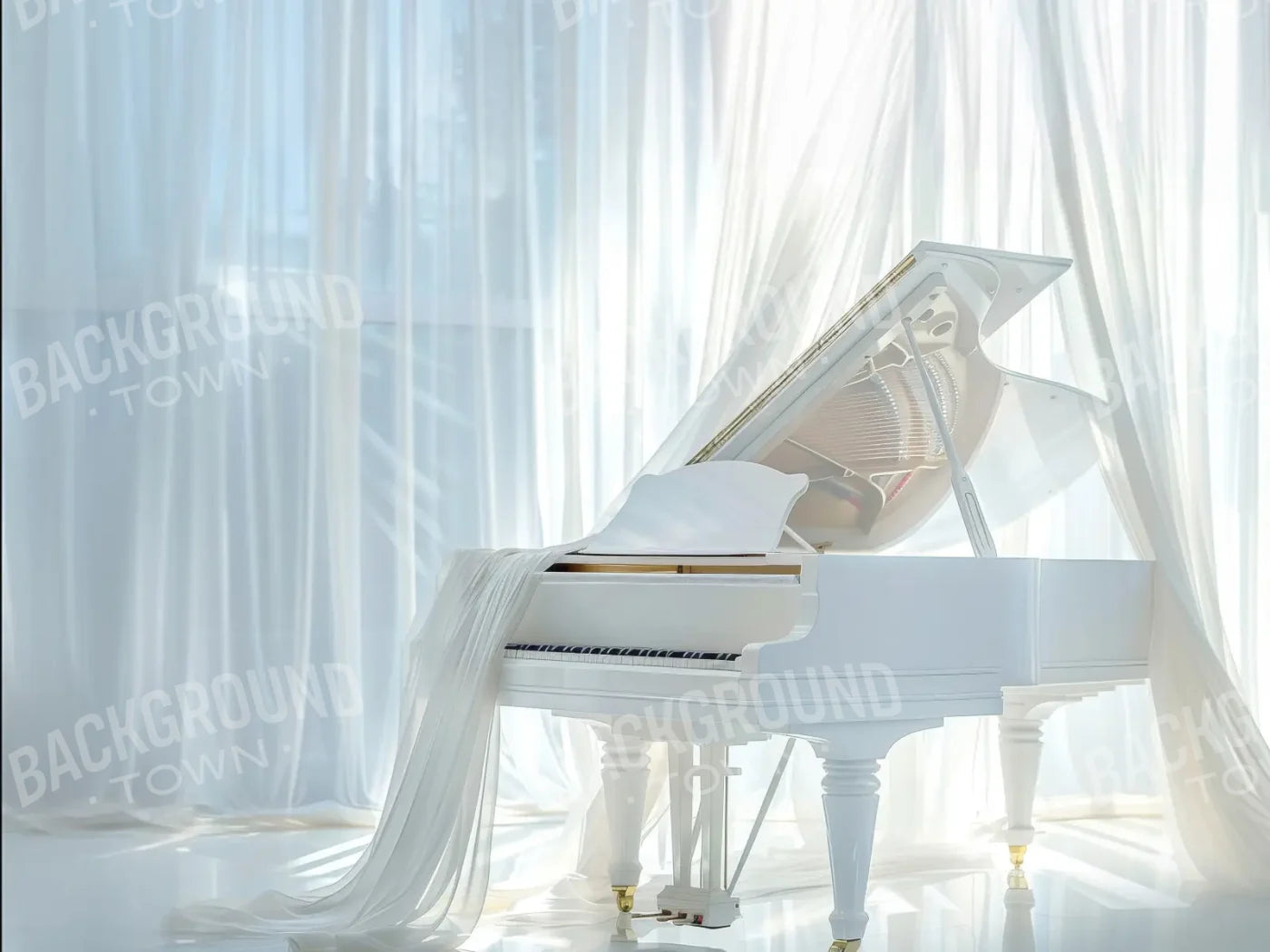 White Piano 8’x6’ Fleece (96 x 72 inch) Backdrop