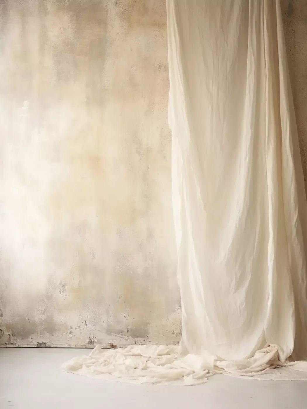 Plaster Wall With Curtain I 5X68 Fleece ( 60 X 80 Inch ) Backdrop