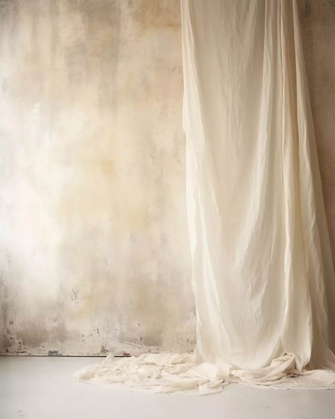 Plaster Wall With Curtain I 8X10 Fleece ( 96 X 120 Inch ) Backdrop