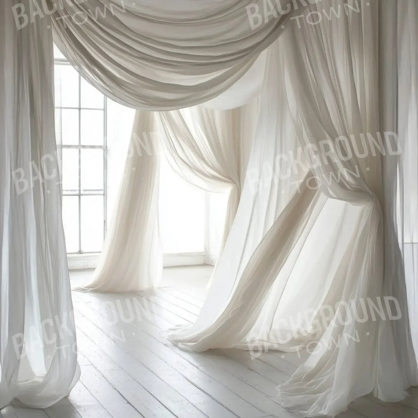 White Sheer Drapery 10’x10’ UltraCloth (120 x 120 inch) Backdrop