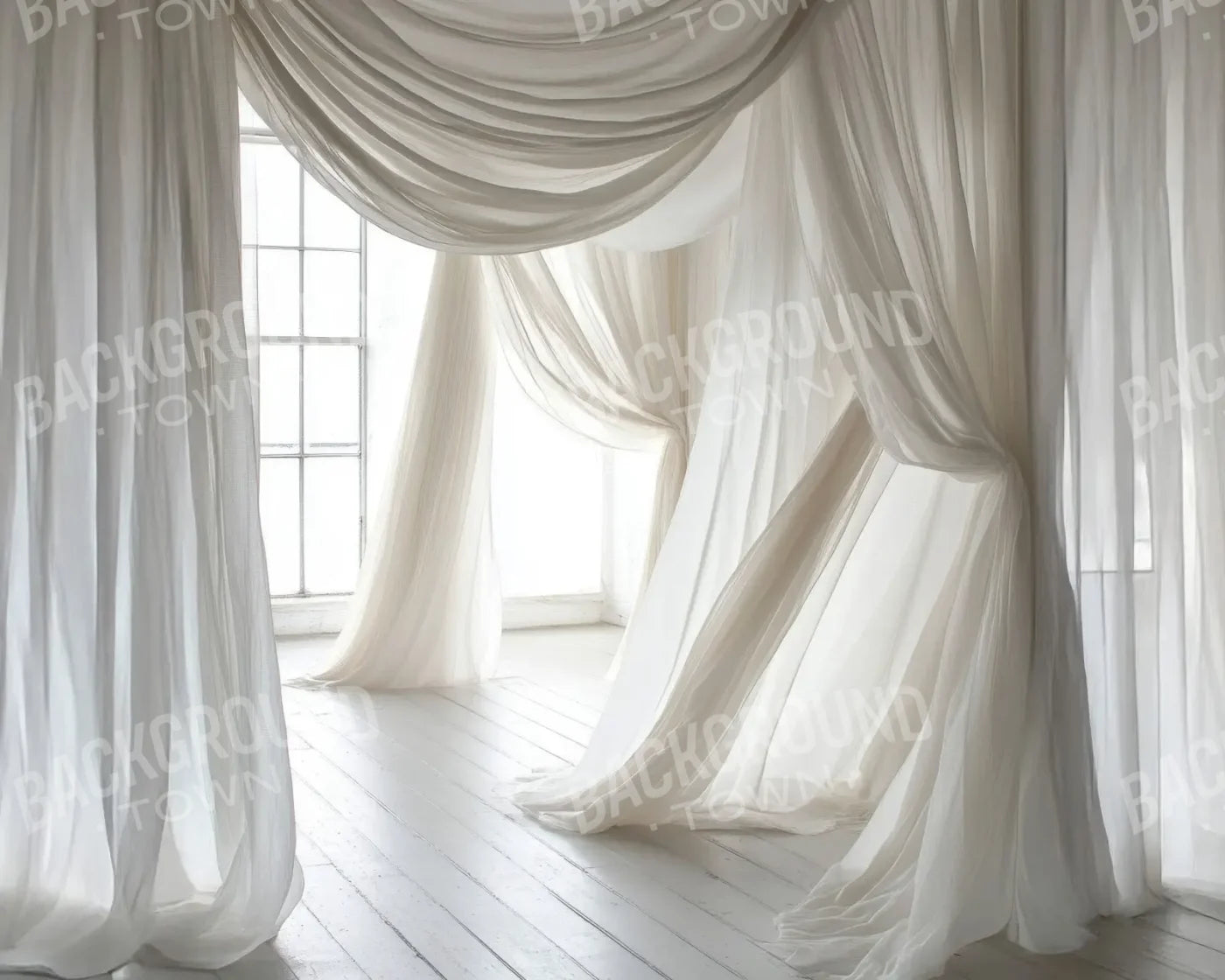 White Sheer Drapery 10’x8’ Fleece (120 x 96 inch) Backdrop