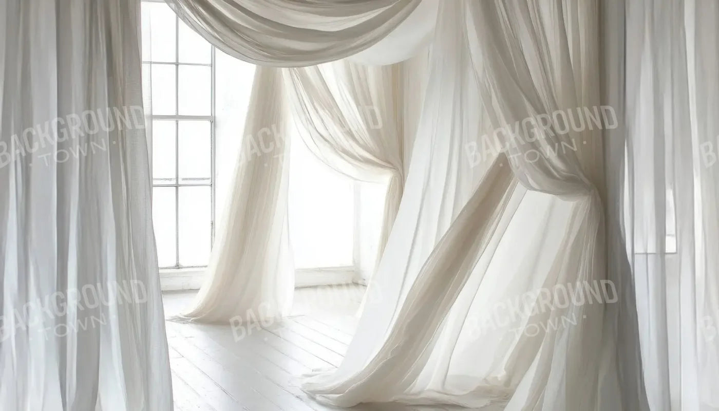 White Sheer Drapery 14’x8’ UltraCloth (168 x 96 inch) Backdrop