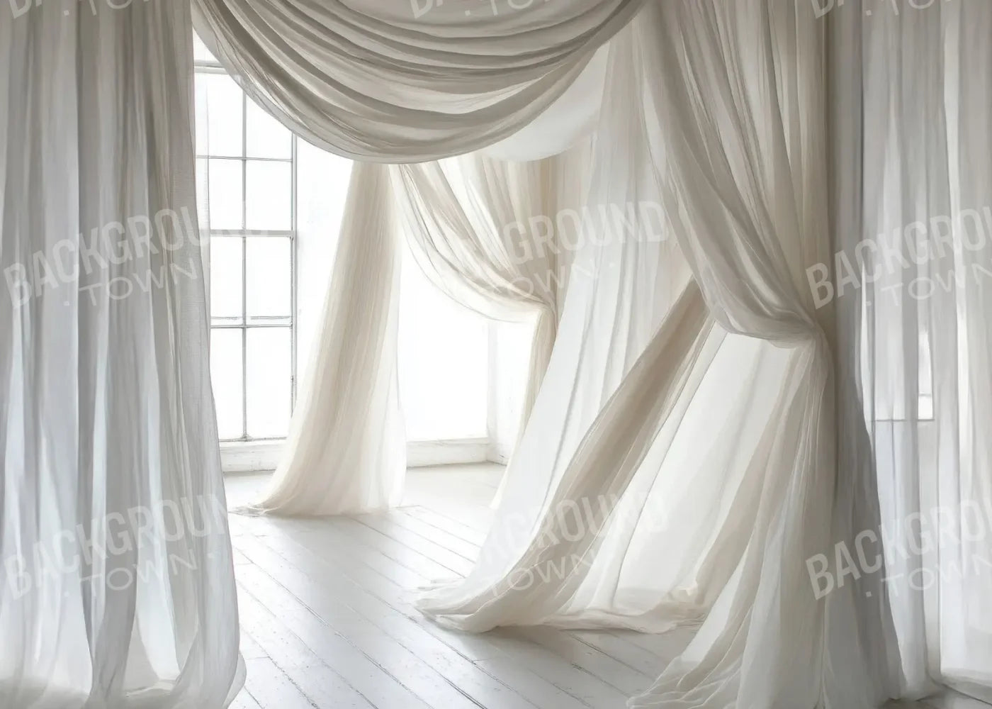 White Sheer Drapery 7’x5’ UltraCloth (84 x 60 inch) Backdrop