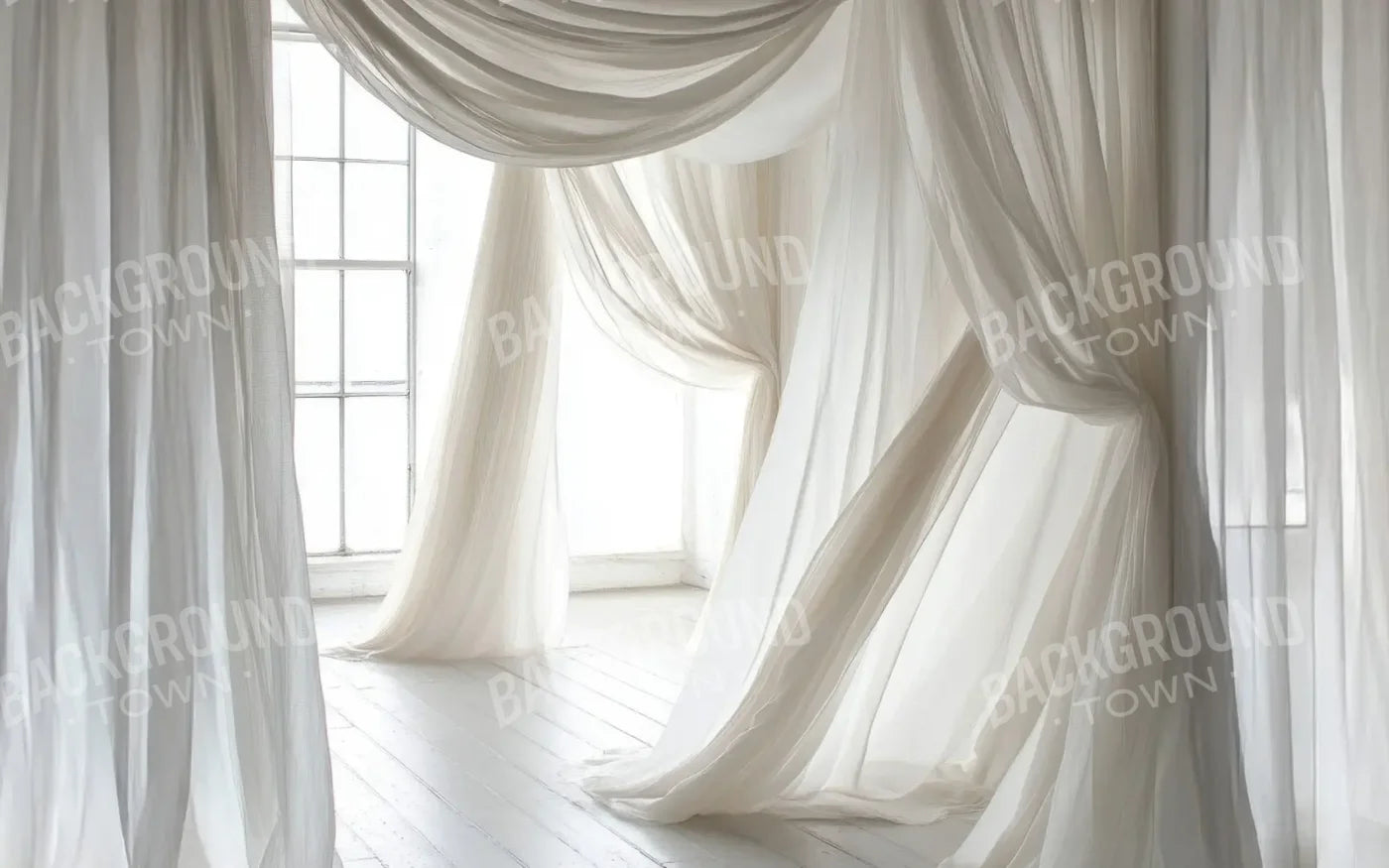 White Sheer Drapery 8’x5’ UltraCloth (96 x 60 inch) Backdrop