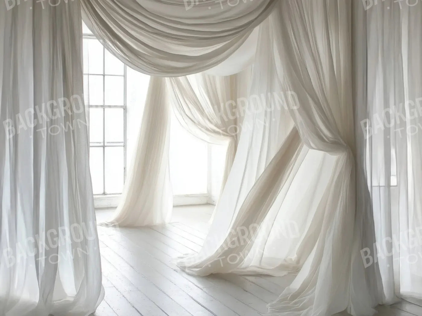 White Sheer Drapery 8’x6’ Fleece (96 x 72 inch) Backdrop