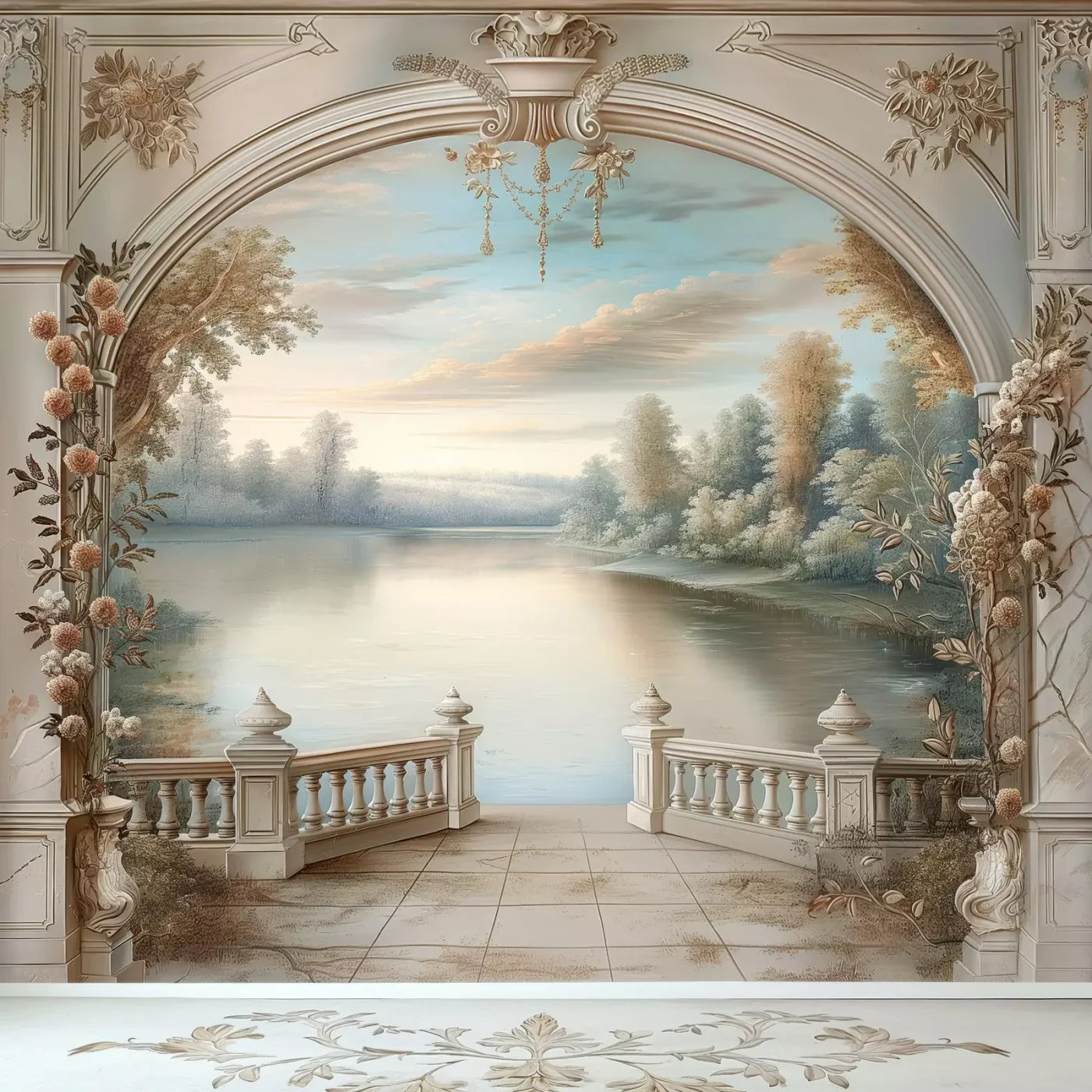 Winter Balcony Scenic 10’X10’ Ultracloth (120 X Inch) Backdrop
