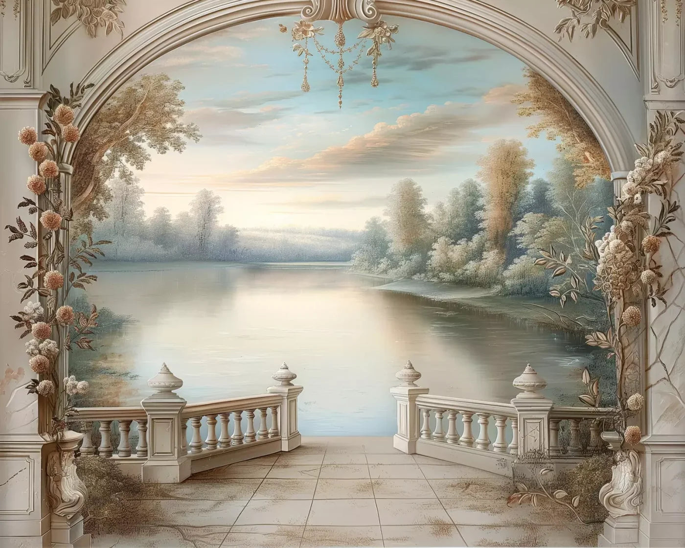 Winter Balcony Scenic 10’X8’ Fleece (120 X 96 Inch) Backdrop