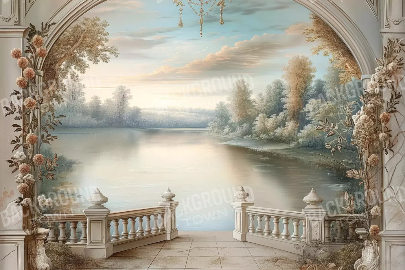 Winter Balcony Scenic 12’X8’ Ultracloth (144 X 96 Inch) Backdrop